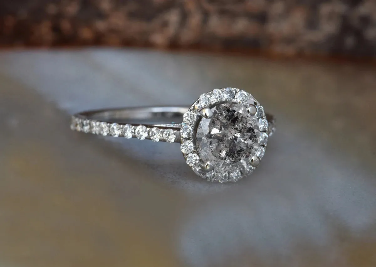 1.5 ct diamond ring-Salt and Pepper diamond engagement ring-Grey diamond