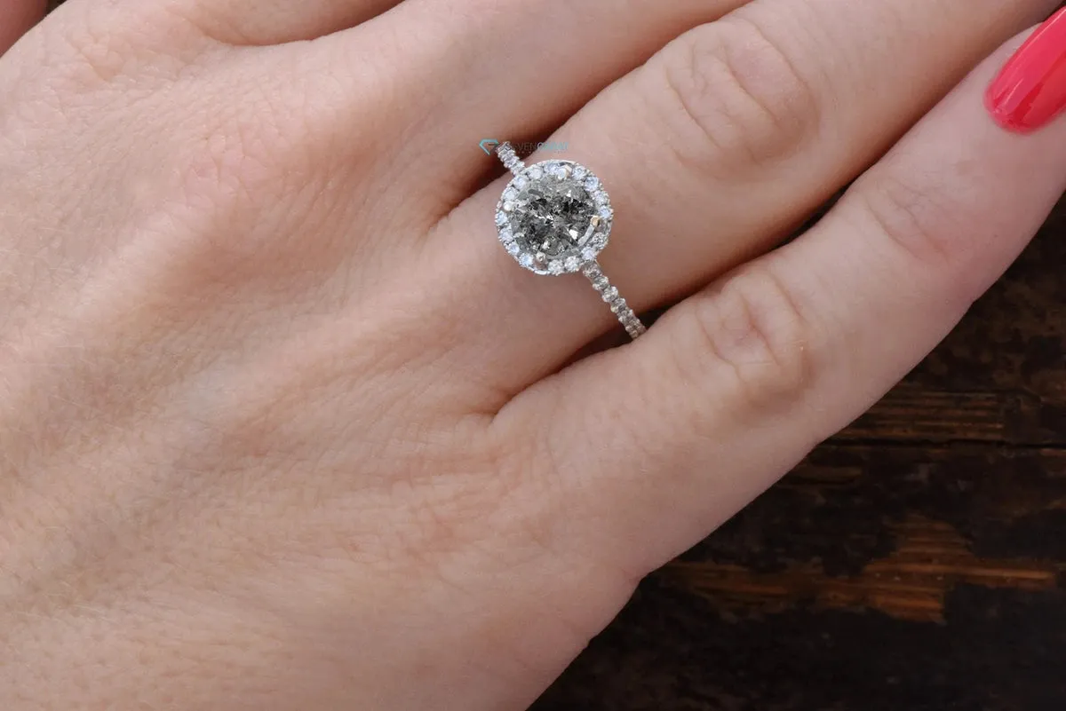 1.5 ct diamond ring-Salt and Pepper diamond engagement ring-Grey diamond