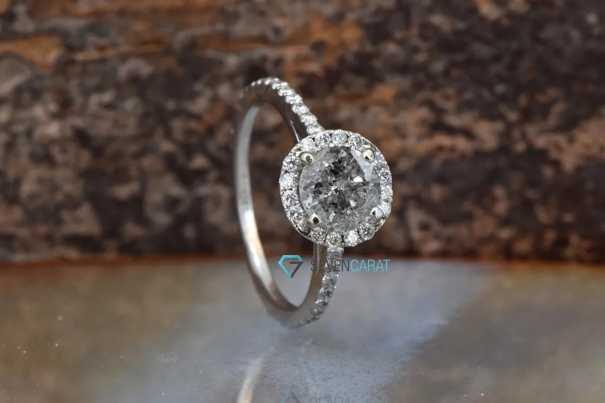 1.5 ct diamond ring-Salt and Pepper diamond engagement ring-Grey diamond