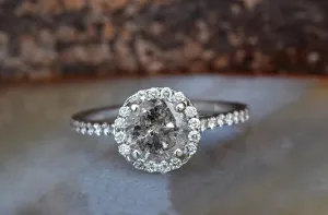 1.5 ct diamond ring-Salt and Pepper diamond engagement ring-Grey diamond