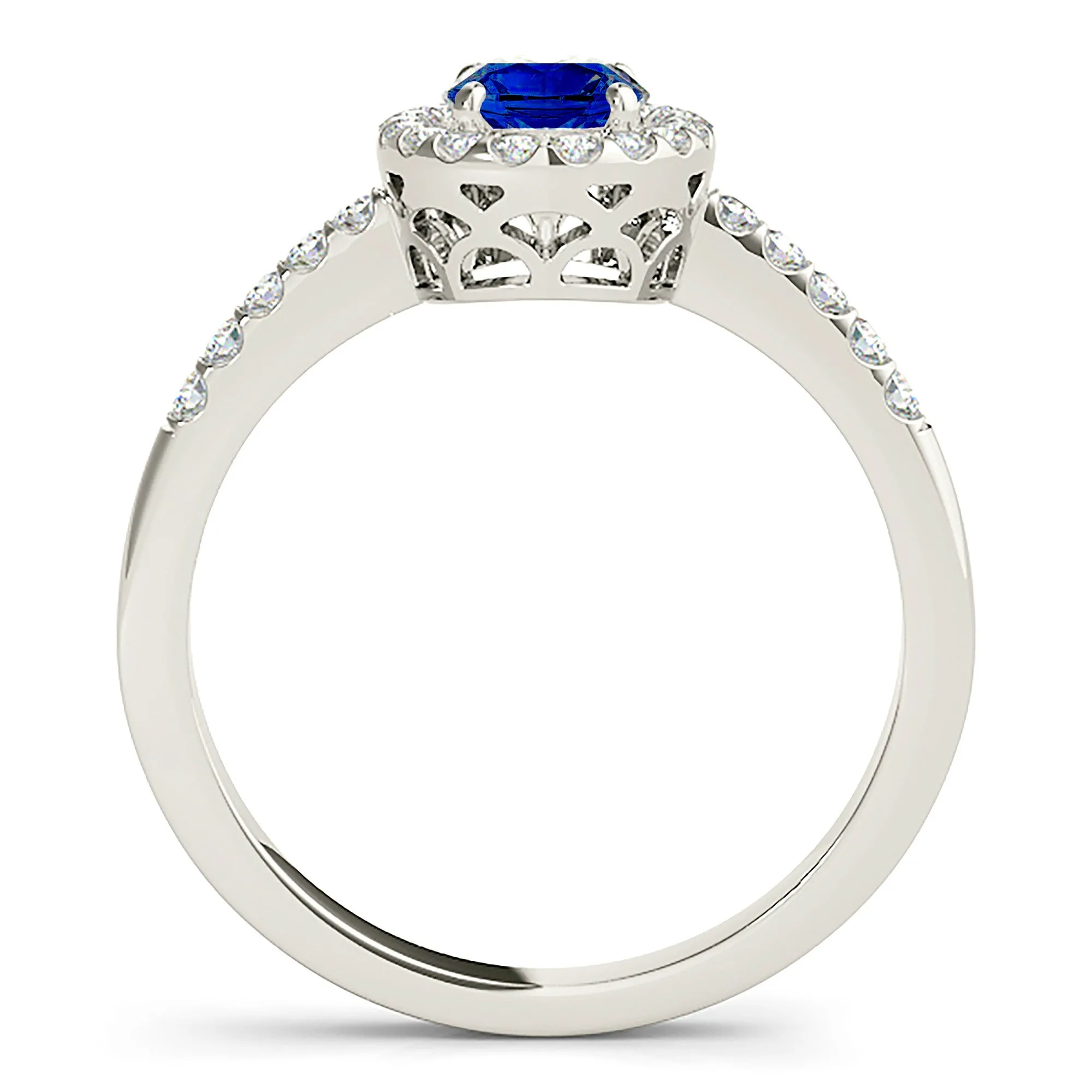 1.50 ct. Genuine Blue Oval Sapphire Ring Halo Style