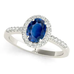 1.50 ct. Genuine Blue Oval Sapphire Ring Halo Style