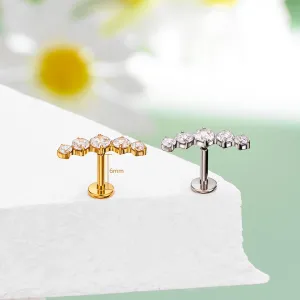 16G Threadless/Push Pin Flat Back Arc CZ Flat Cartilage Mantis Piercing Stud Earring