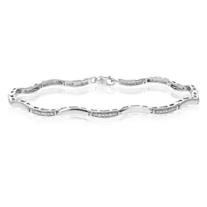 1/8 cttw Lab Grown Diamond Wave Tennis Bracelet in Sterling Silver