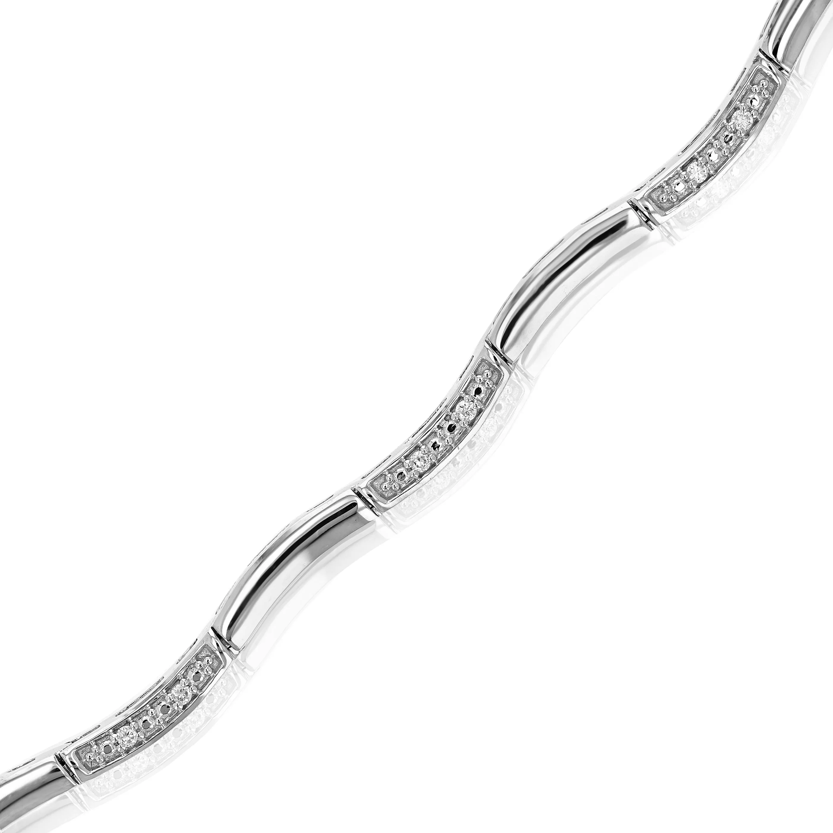 1/8 cttw Lab Grown Diamond Wave Tennis Bracelet in Sterling Silver