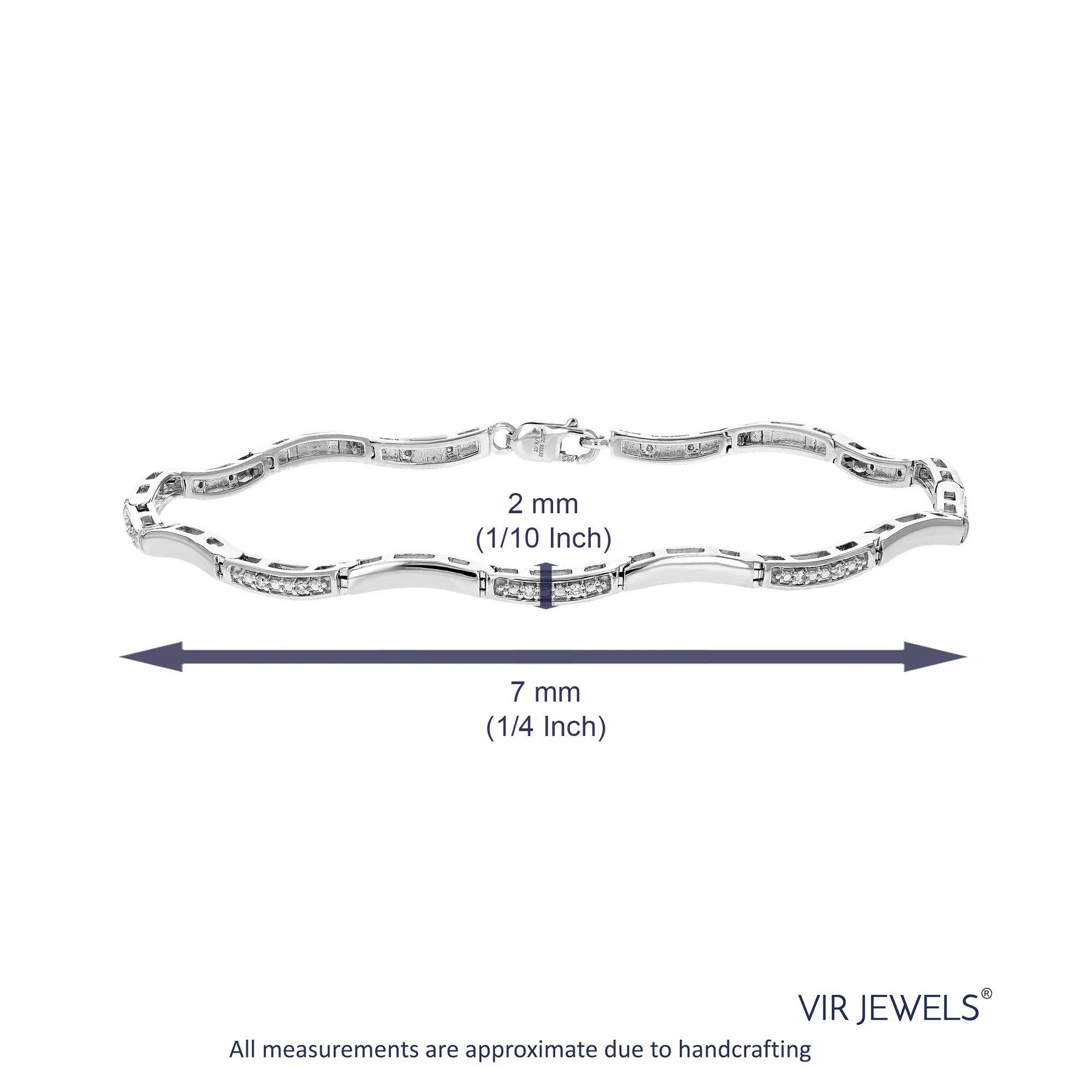 1/8 cttw Lab Grown Diamond Wave Tennis Bracelet in Sterling Silver