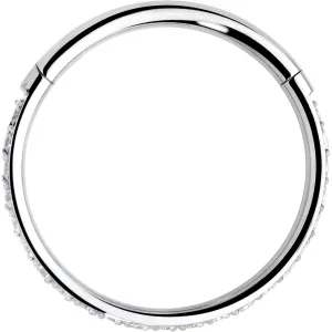 18 Gauge 3/8 Clear CZ Gem Titanium Forward Facing Hinged Segment Ring