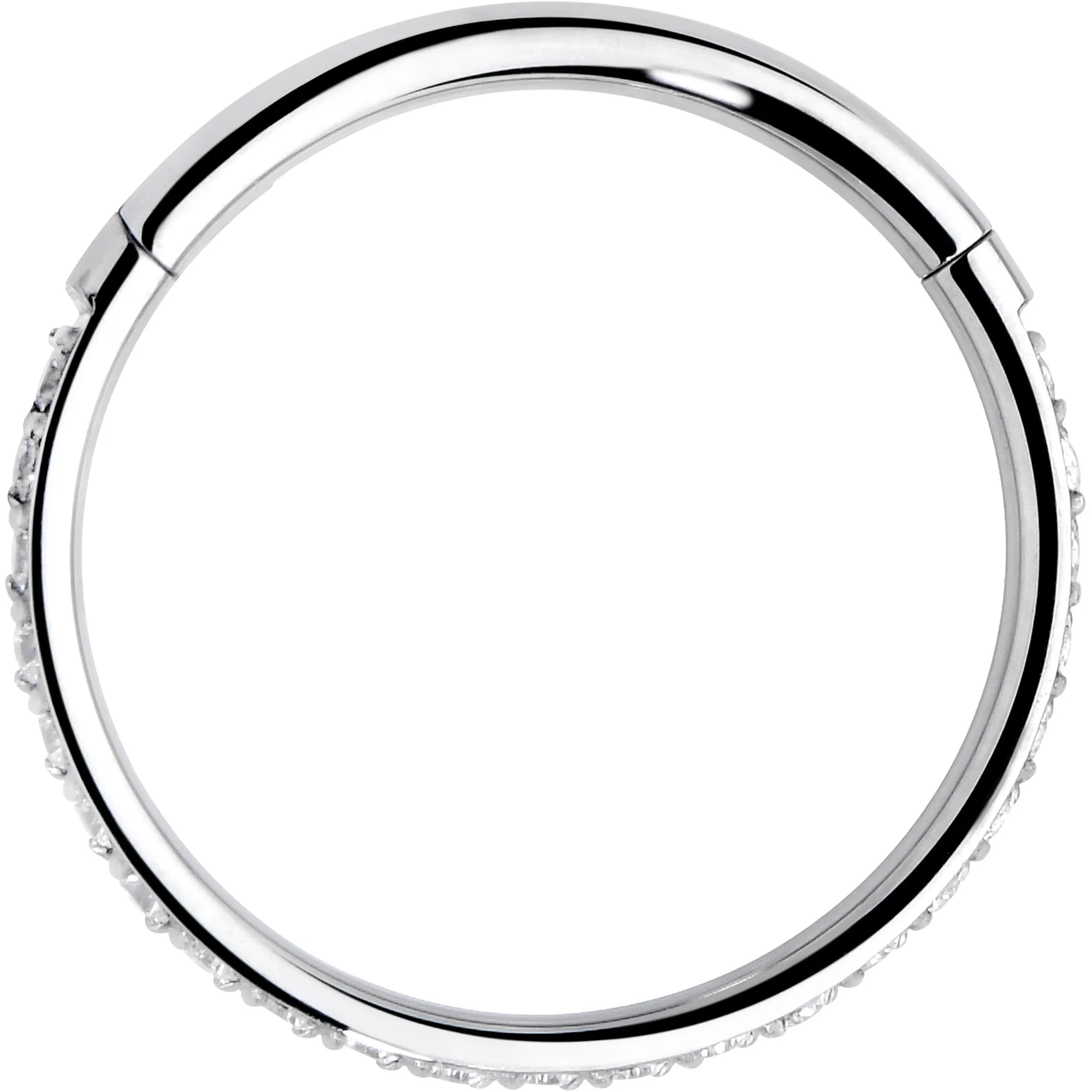 18 Gauge 3/8 Clear CZ Gem Titanium Forward Facing Hinged Segment Ring