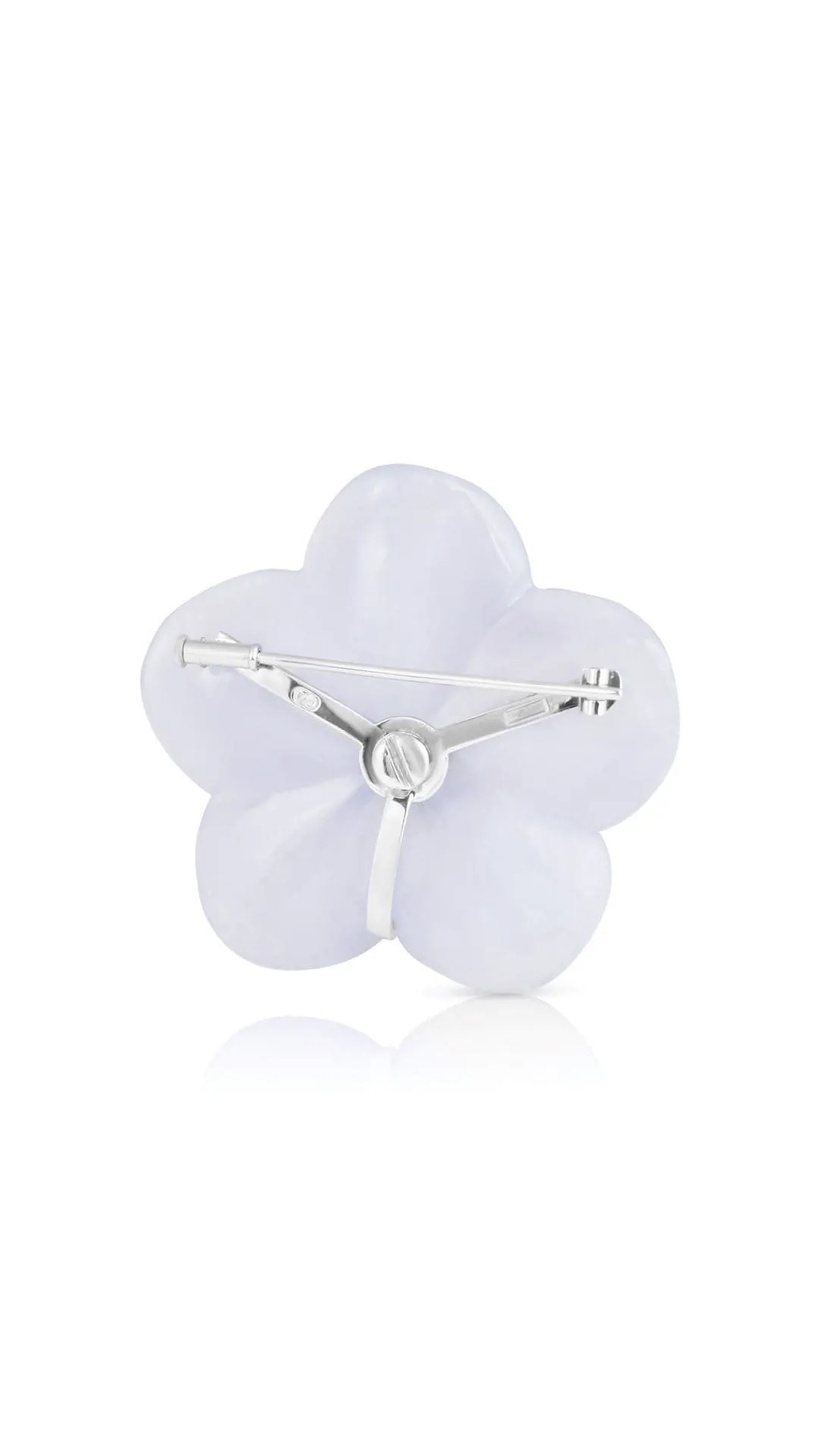 18K Gold Chalcedony And Diamond Flower Converter Brooch