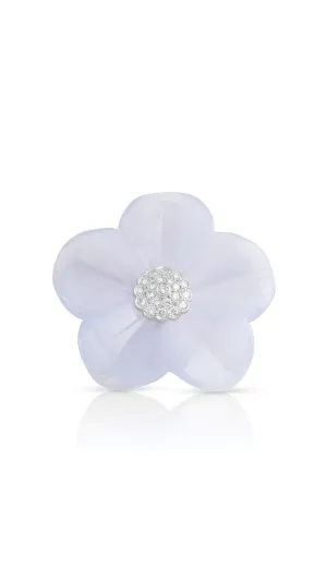 18K Gold Chalcedony And Diamond Flower Converter Brooch