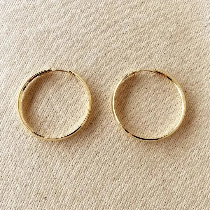 18k Gold Filled 40mm Hollow Hoops