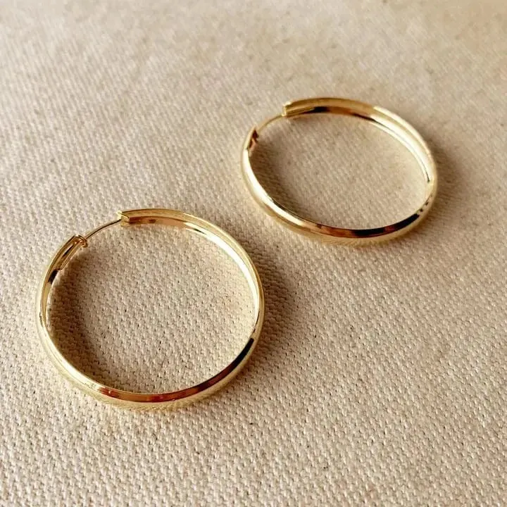 18k Gold Filled 40mm Hollow Hoops