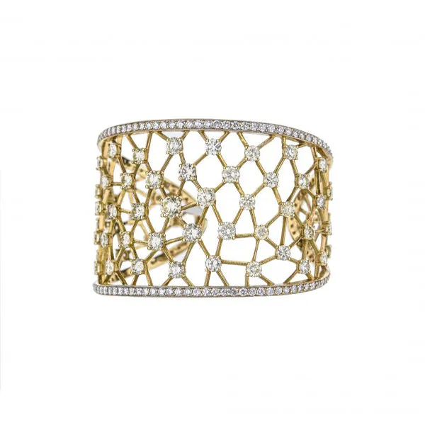 18K Yellow Gold Diamond Cuff Bracelet