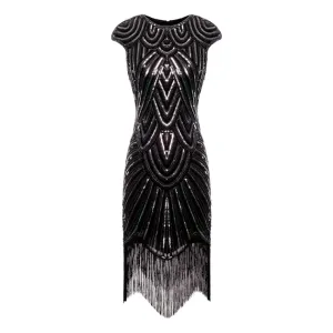 1920s Fringe Flapper Dress - Black - Hire