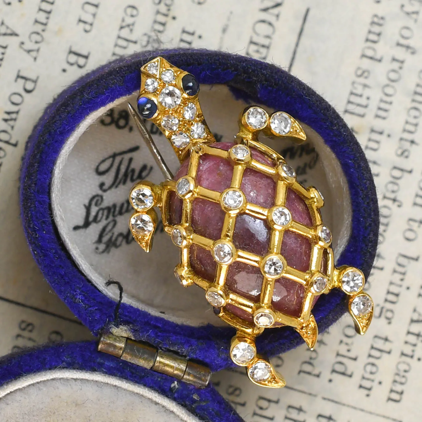 1950's Tiffany & Co Diamond & Agate Turtle Brooch