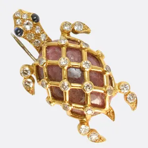 1950's Tiffany & Co Diamond & Agate Turtle Brooch