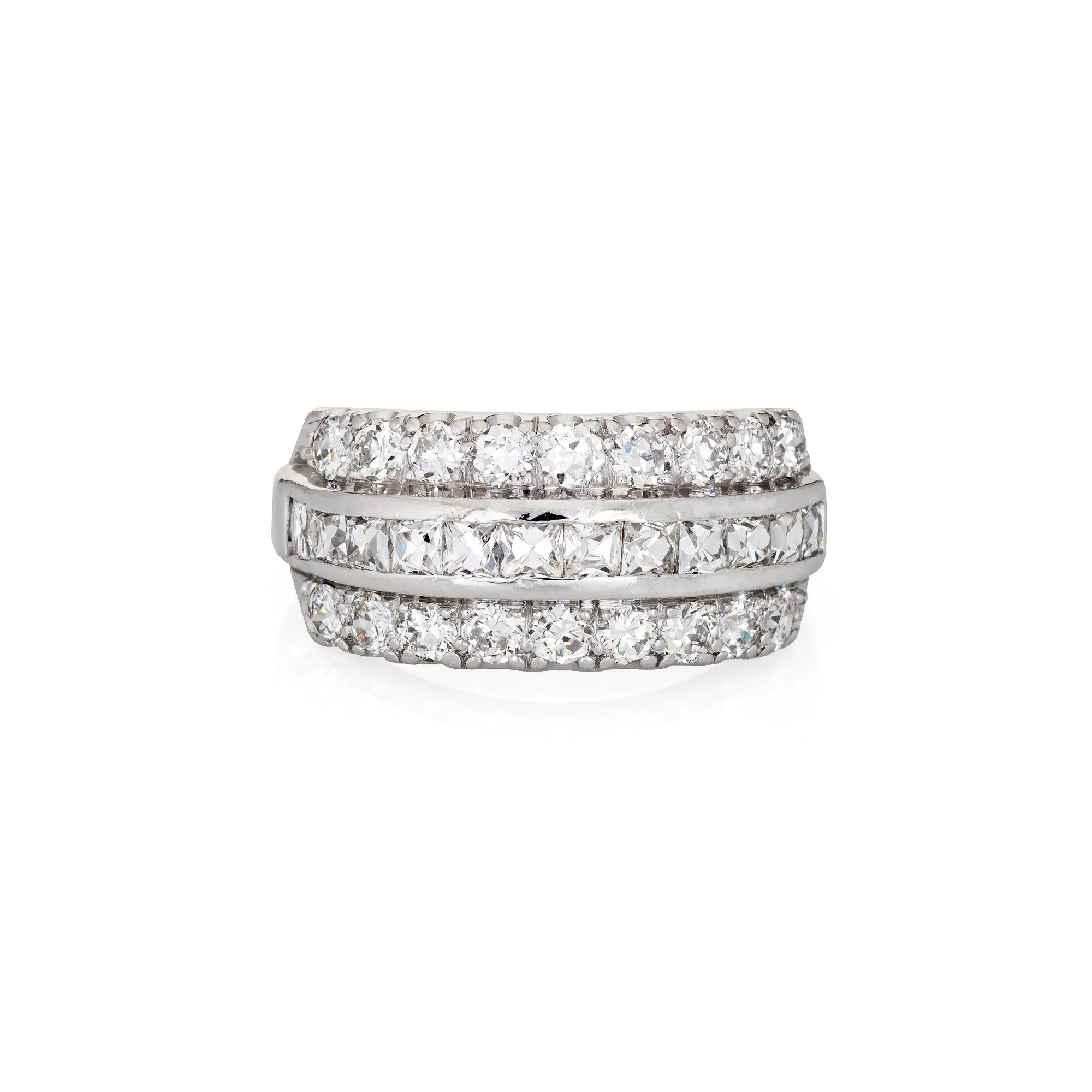 2ct French Cut Diamond Ring Vintage Platinum Band Sz 5.5 Estate Fine Jewelry