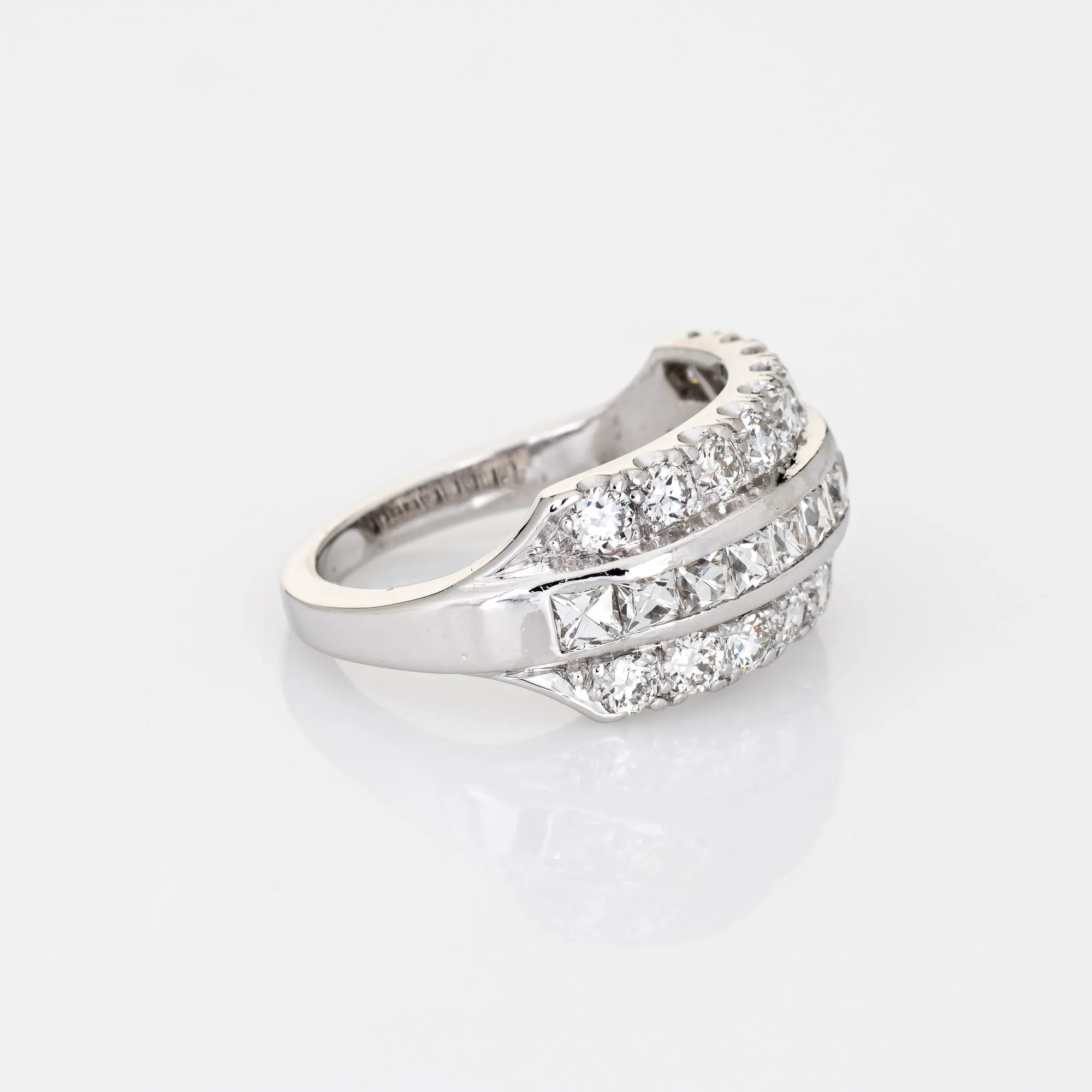 2ct French Cut Diamond Ring Vintage Platinum Band Sz 5.5 Estate Fine Jewelry