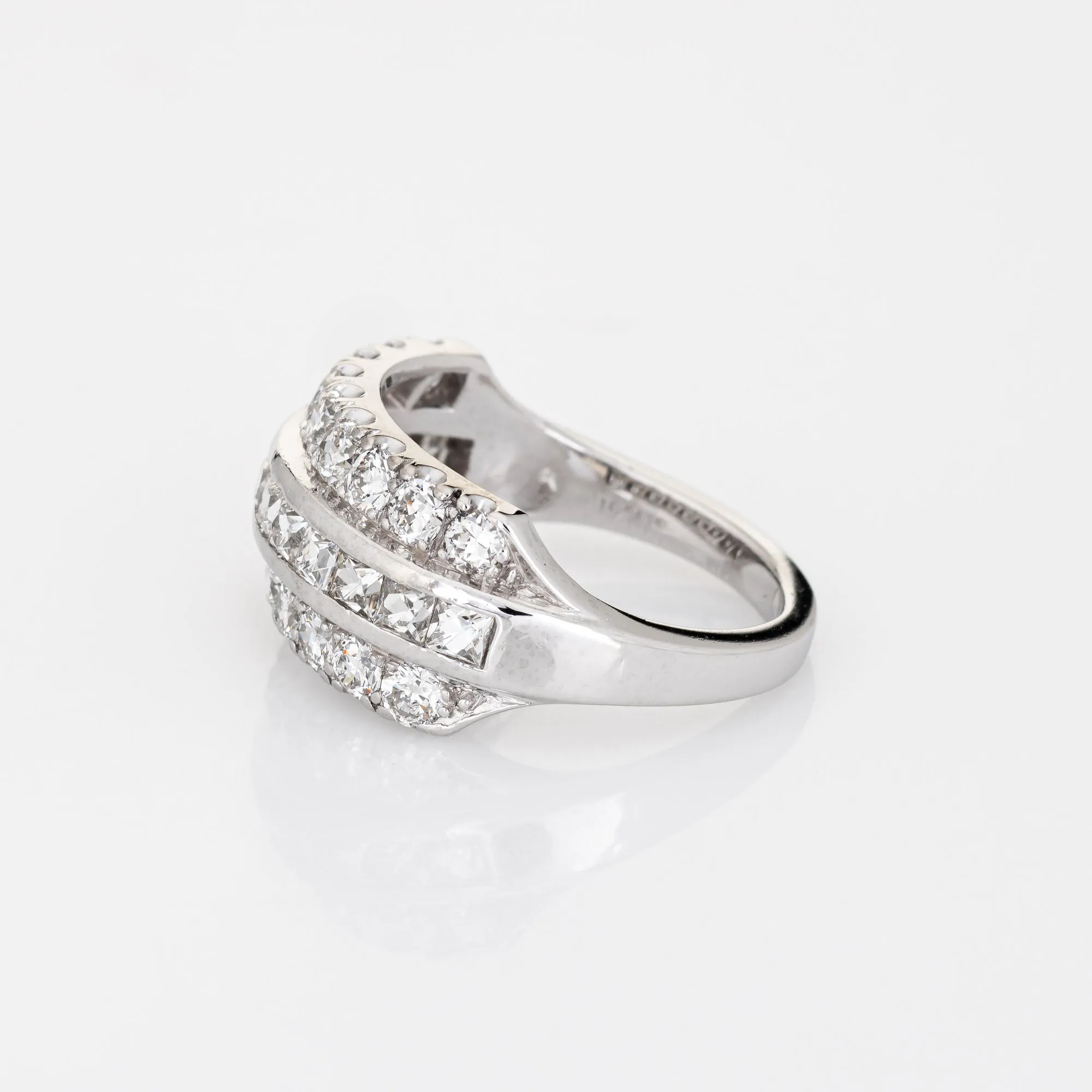 2ct French Cut Diamond Ring Vintage Platinum Band Sz 5.5 Estate Fine Jewelry