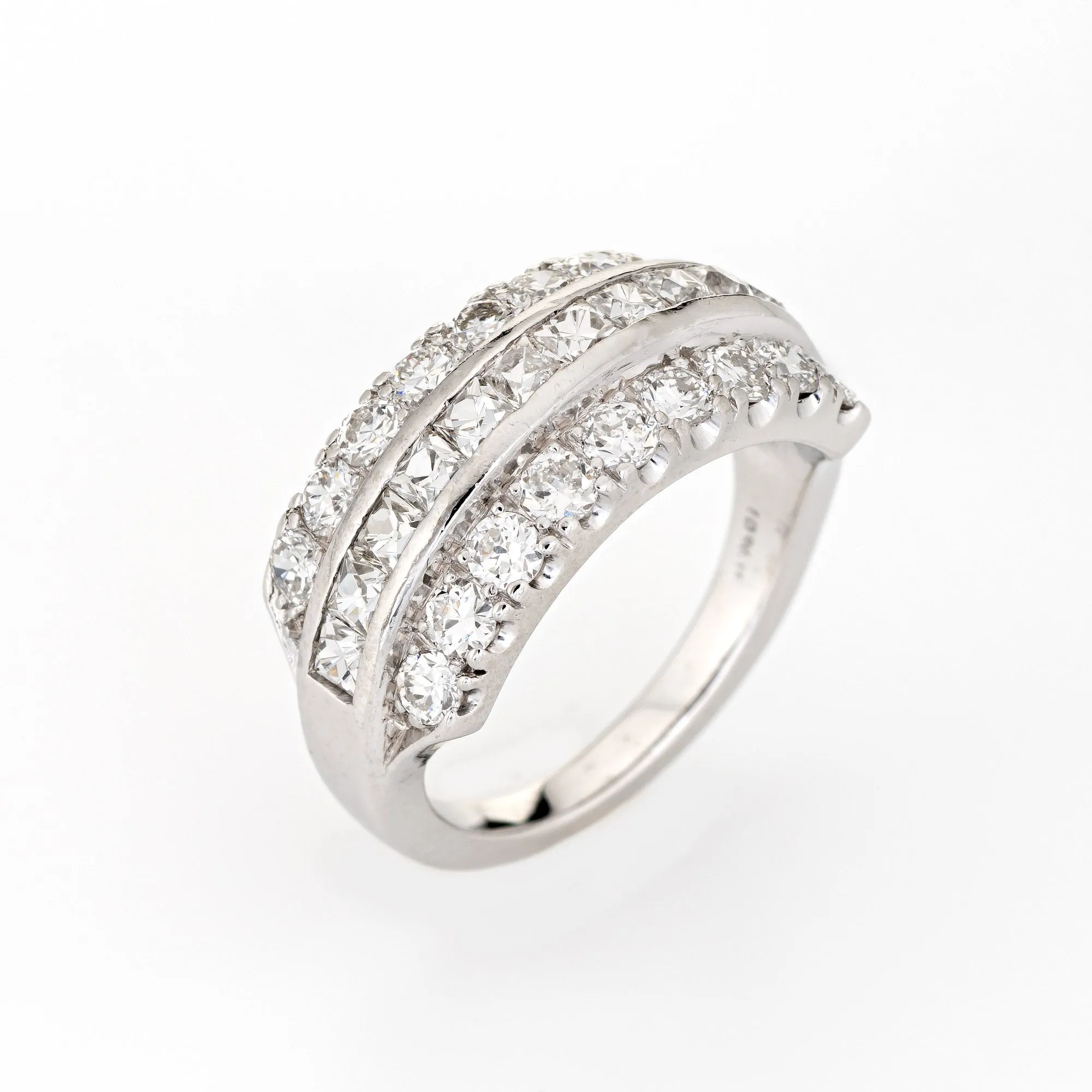 2ct French Cut Diamond Ring Vintage Platinum Band Sz 5.5 Estate Fine Jewelry