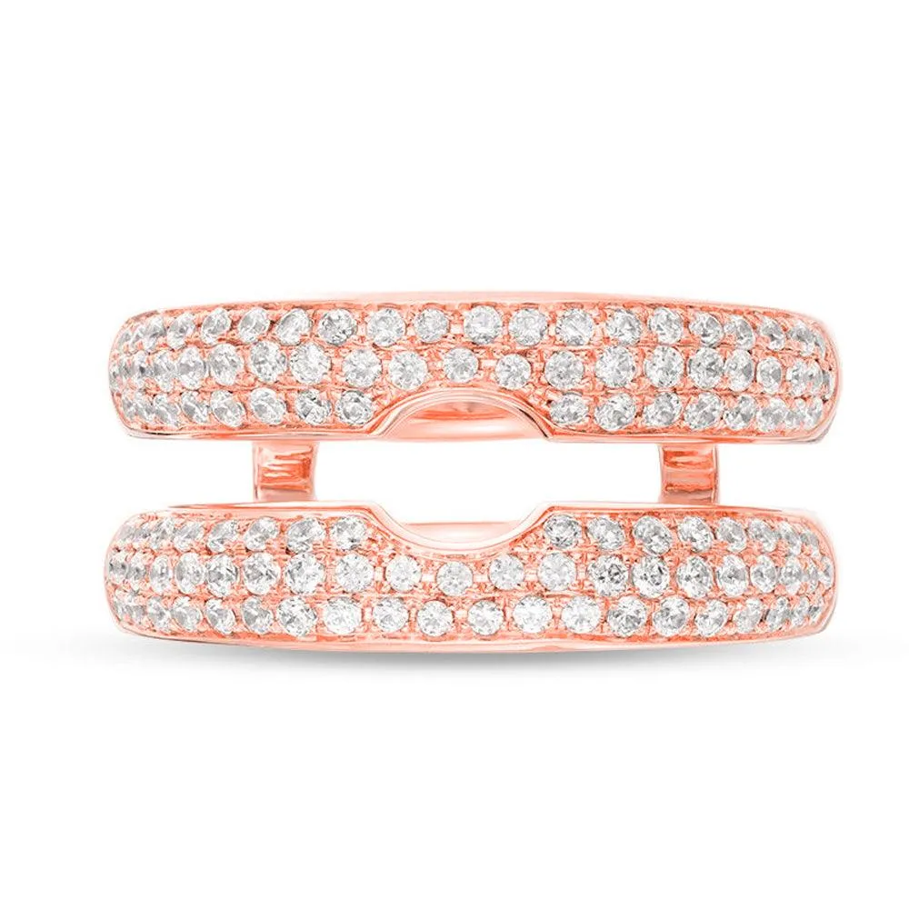 3/4 Cttw Diamond Multi-Row Solitaire Enhancer Ring In 14K Rose Gold (0.25 Cttw, I-I2) Diamond Guard Ring