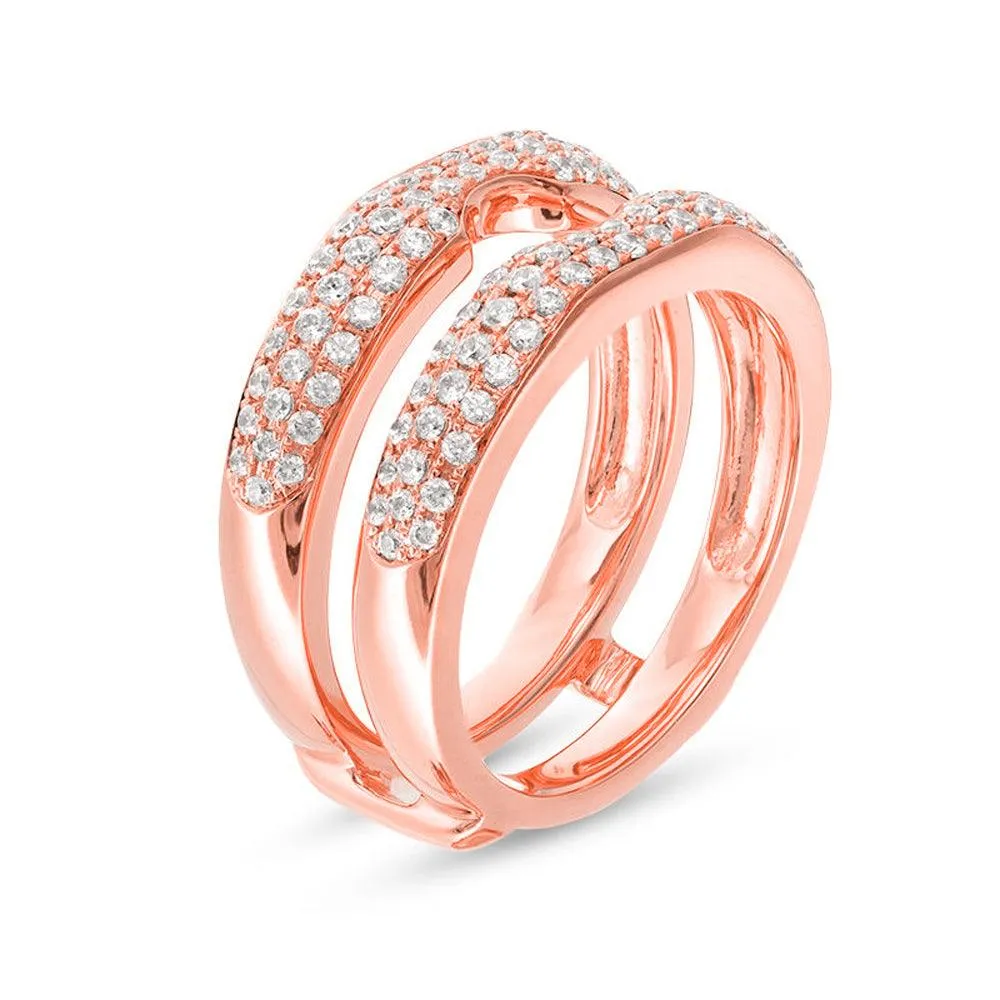 3/4 Cttw Diamond Multi-Row Solitaire Enhancer Ring In 14K Rose Gold (0.25 Cttw, I-I2) Diamond Guard Ring