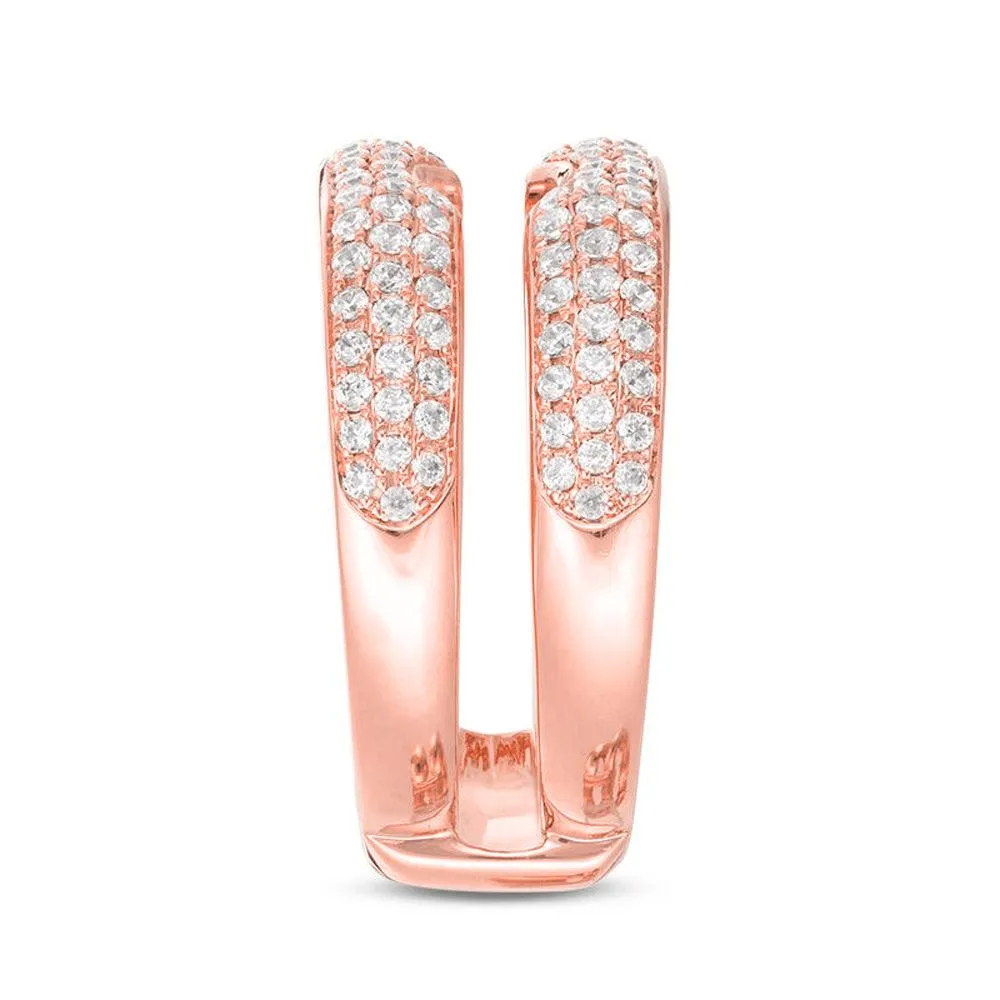 3/4 Cttw Diamond Multi-Row Solitaire Enhancer Ring In 14K Rose Gold (0.25 Cttw, I-I2) Diamond Guard Ring