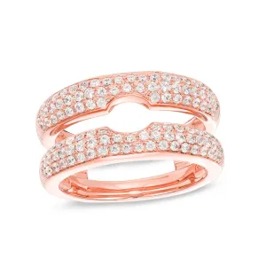 3/4 Cttw Diamond Multi-Row Solitaire Enhancer Ring In 14K Rose Gold (0.25 Cttw, I-I2) Diamond Guard Ring