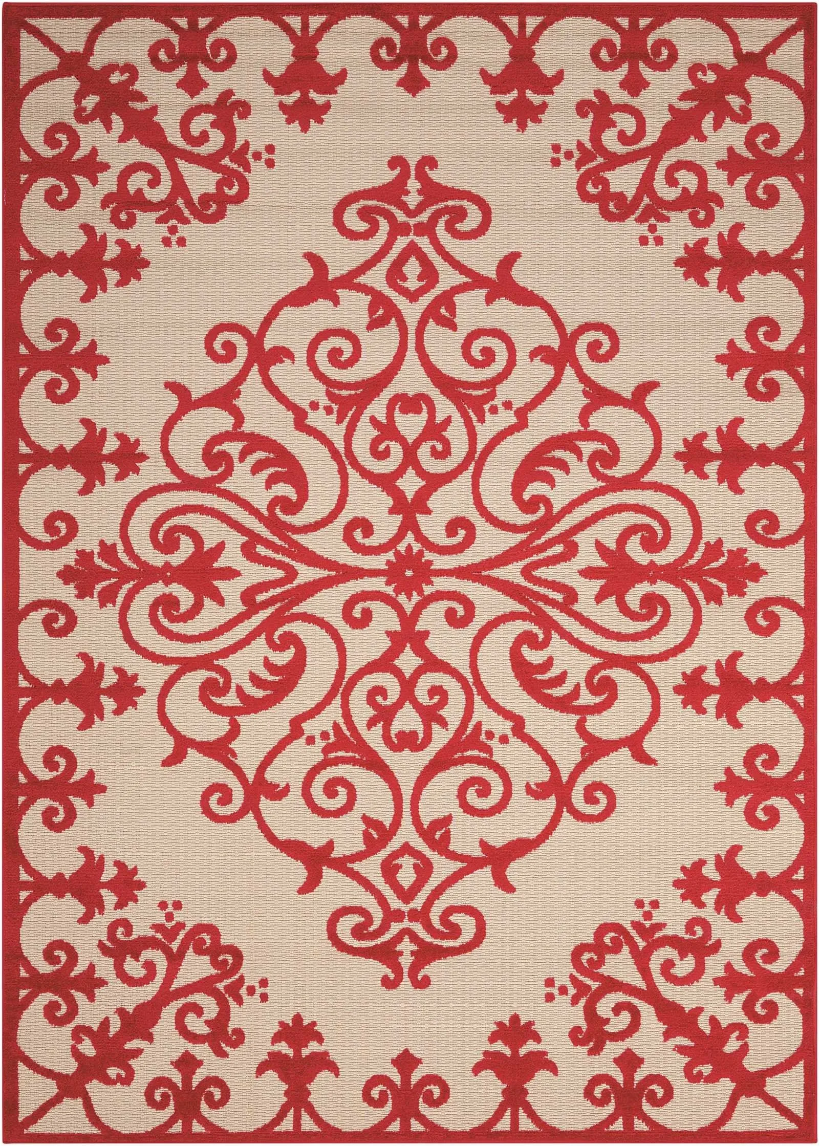 4’ x 6’ Red Medallion Indoor Outdoor Area Rug