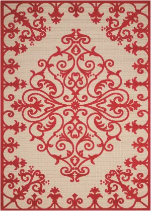 4’ x 6’ Red Medallion Indoor Outdoor Area Rug