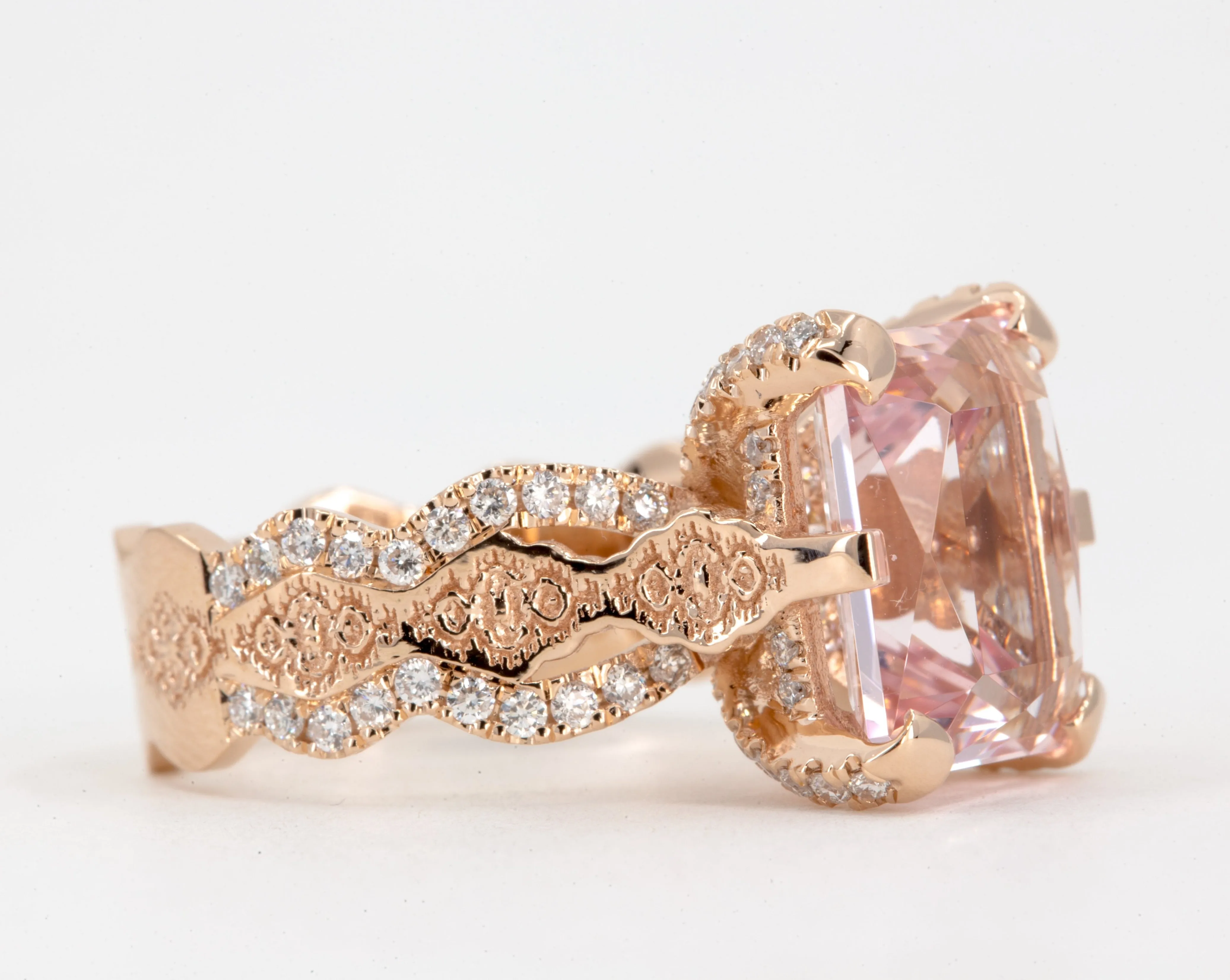 4.5 ct Morganite and Diamond Engagement Ring