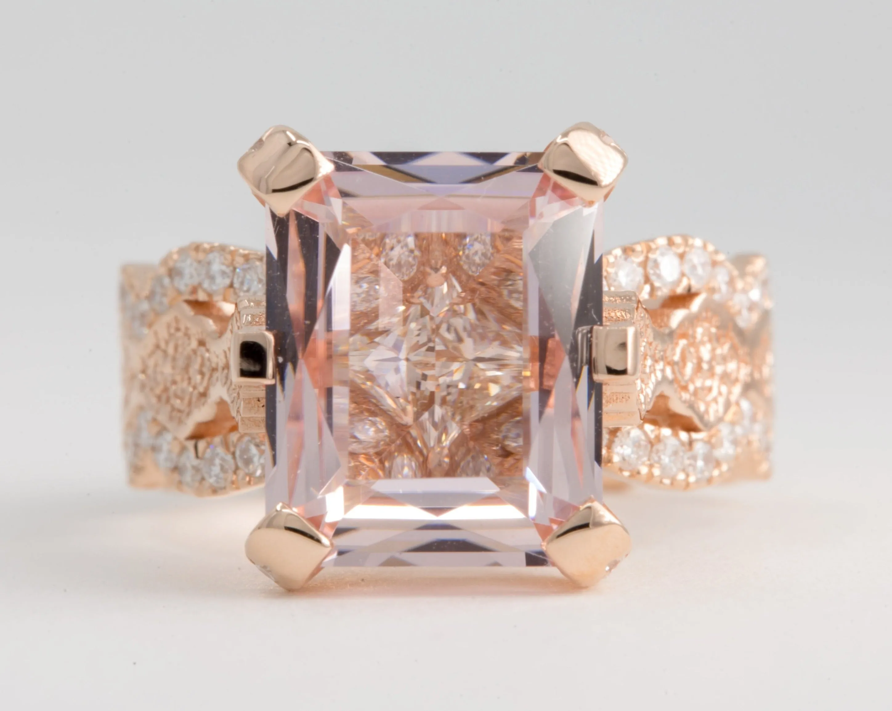 4.5 ct Morganite and Diamond Engagement Ring