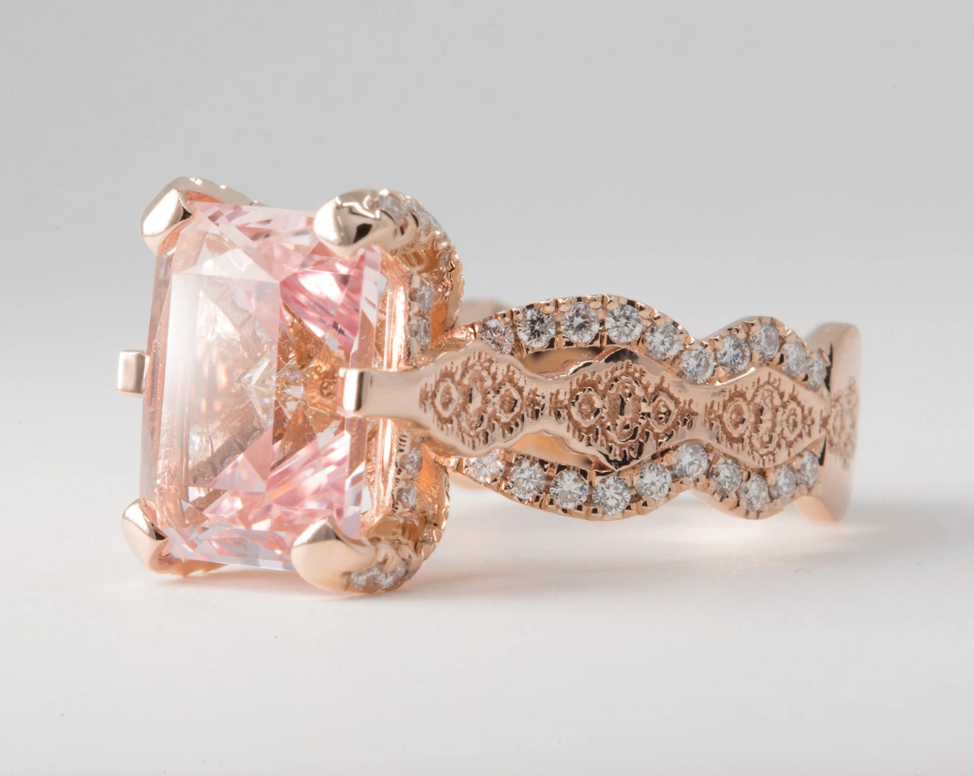 4.5 ct Morganite and Diamond Engagement Ring
