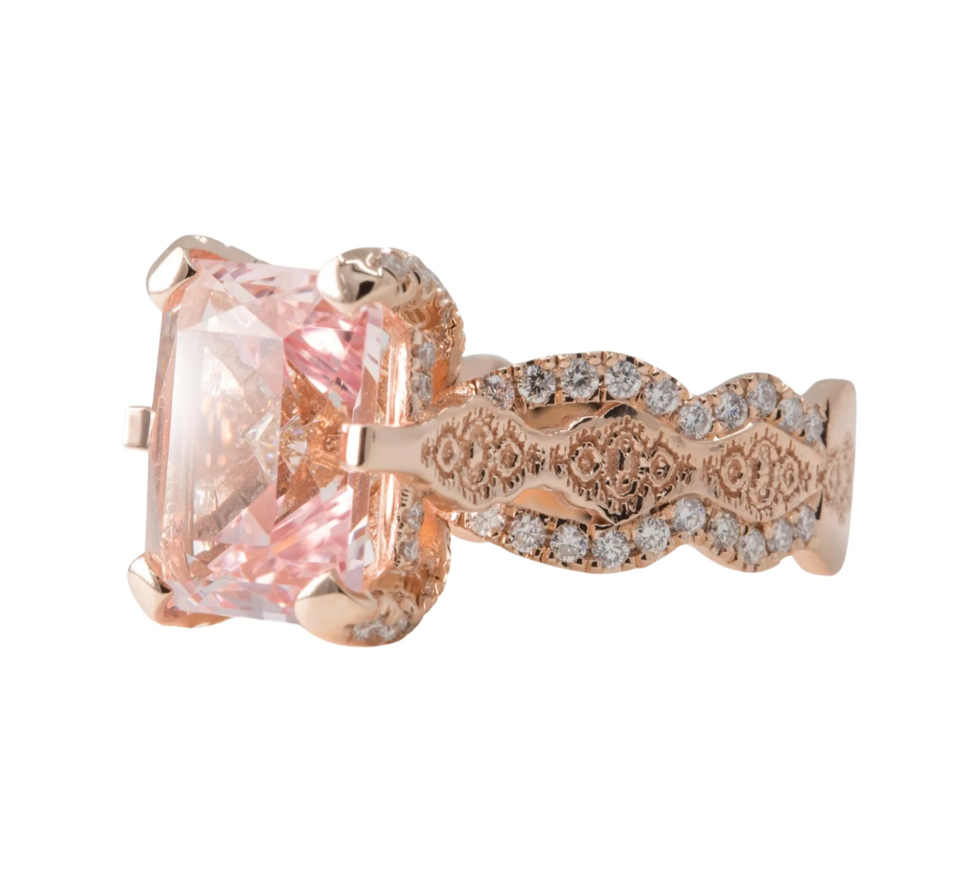 4.5 ct Morganite and Diamond Engagement Ring