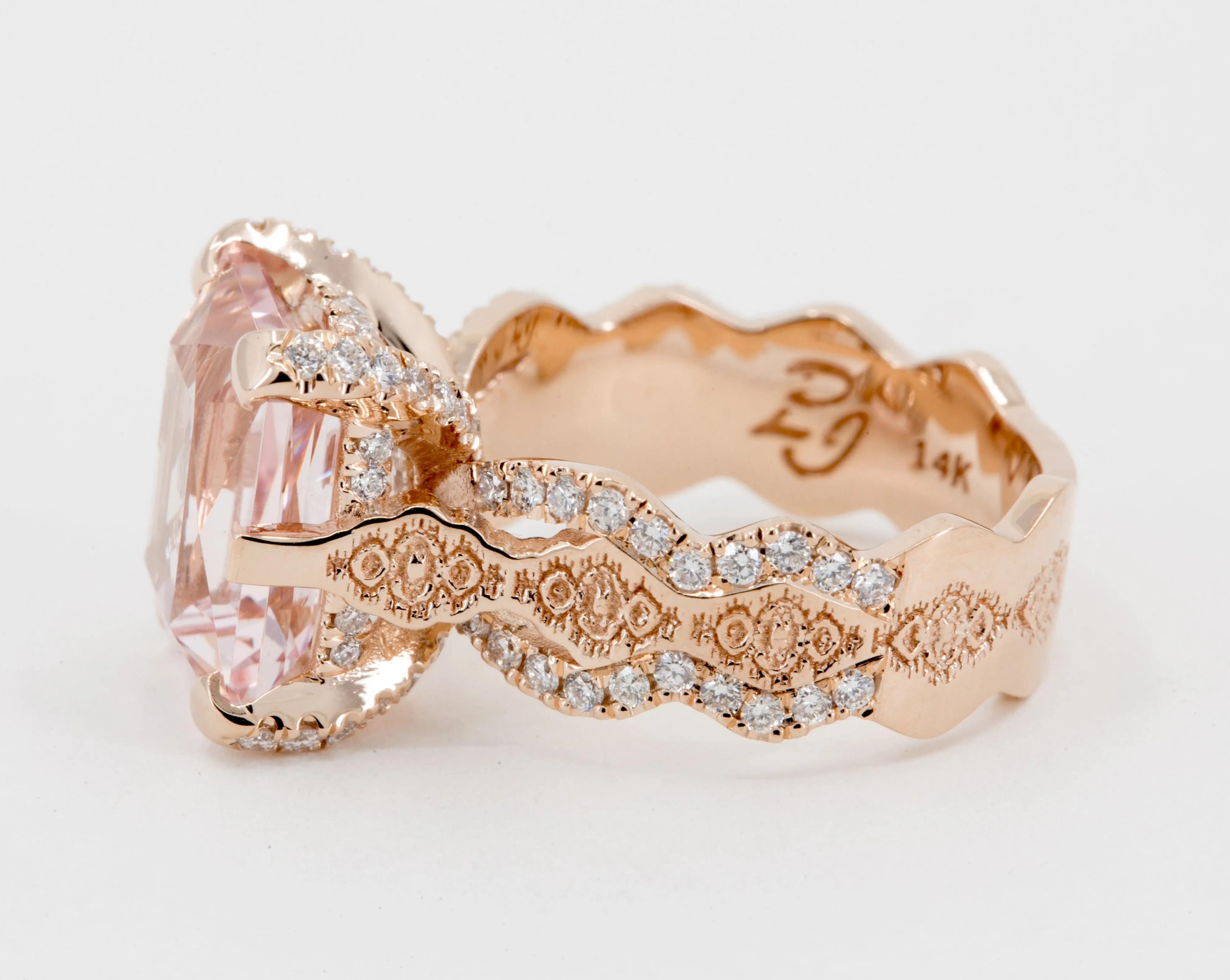 4.5 ct Morganite and Diamond Engagement Ring