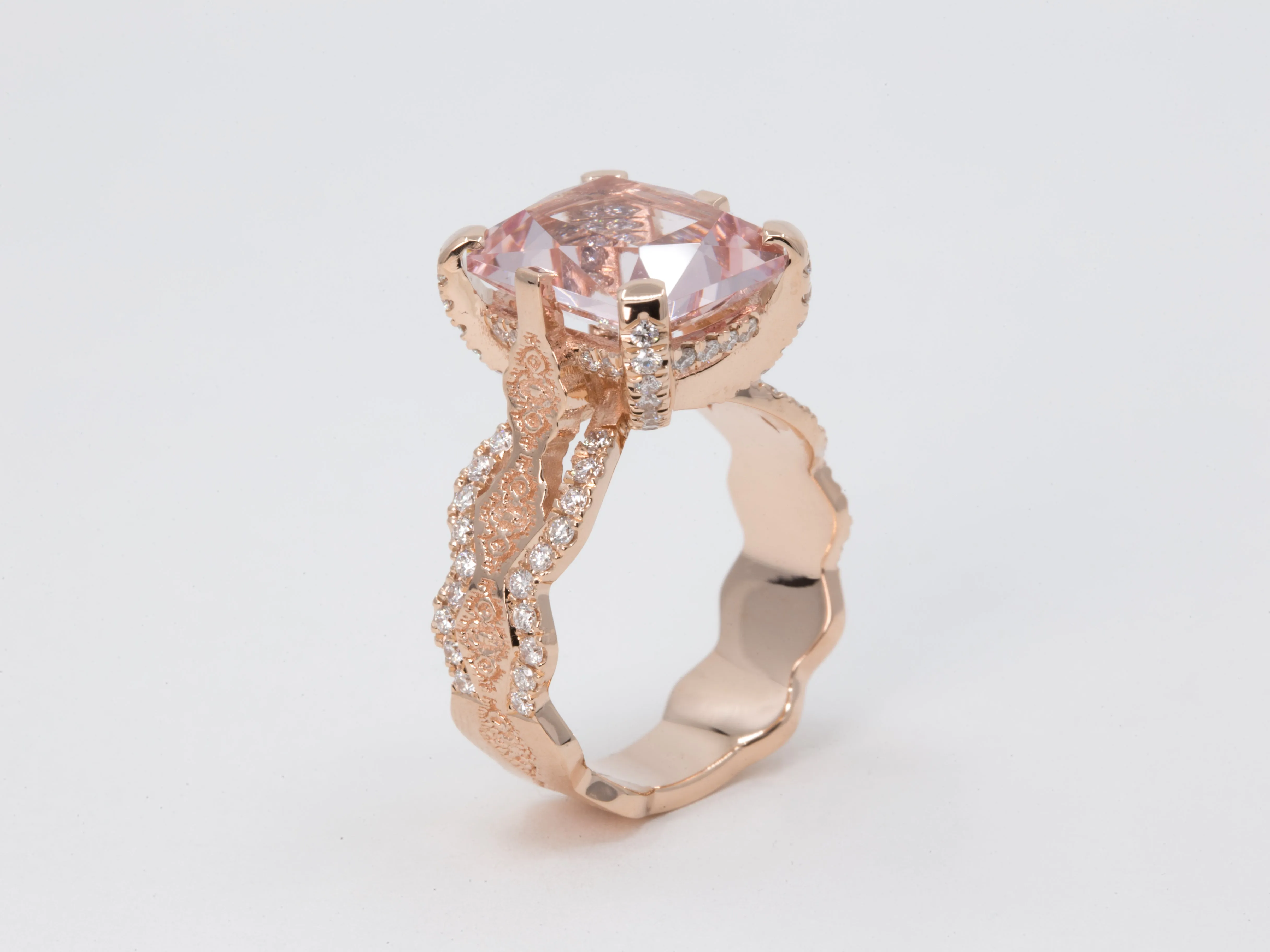 4.5 ct Morganite and Diamond Engagement Ring