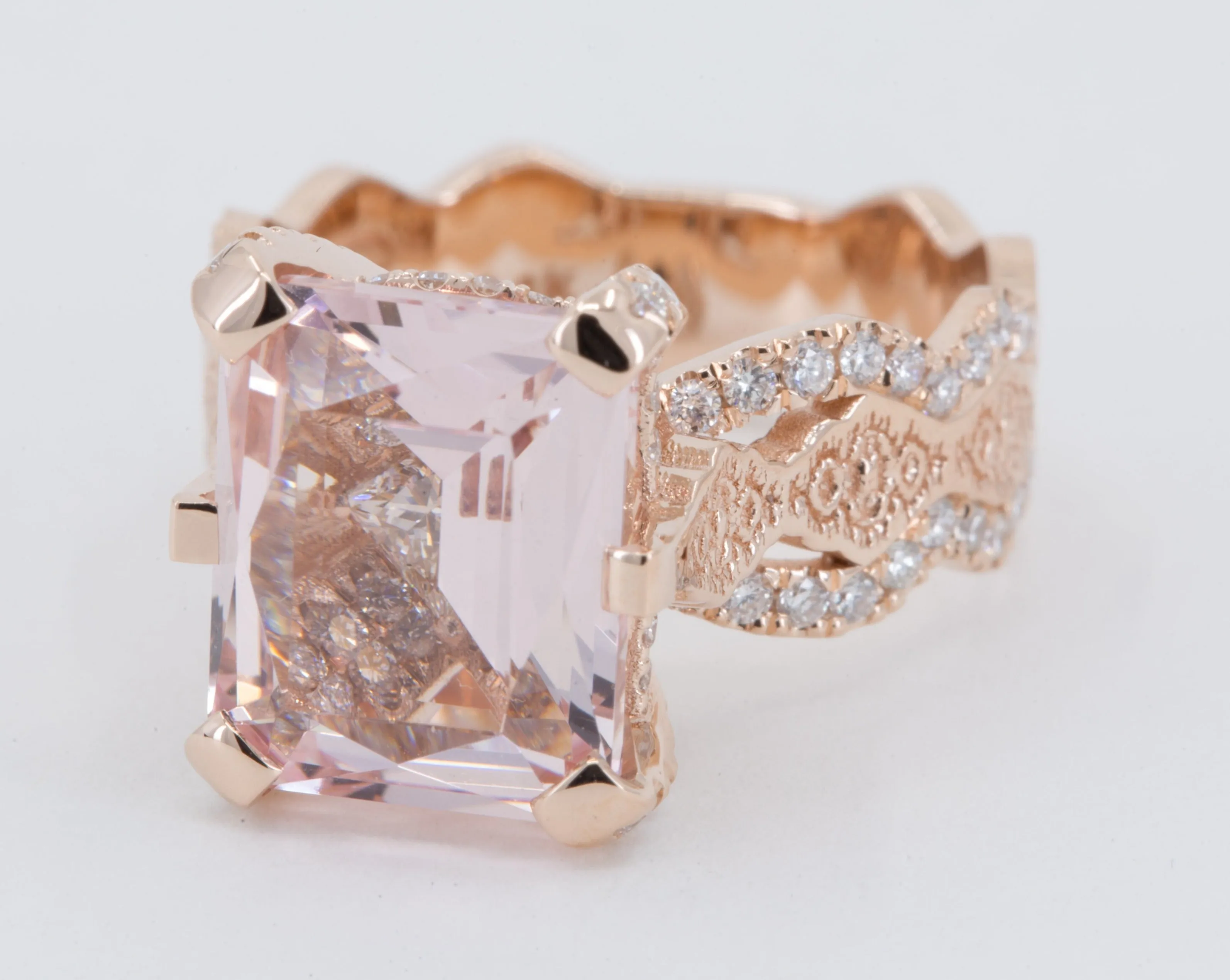 4.5 ct Morganite and Diamond Engagement Ring