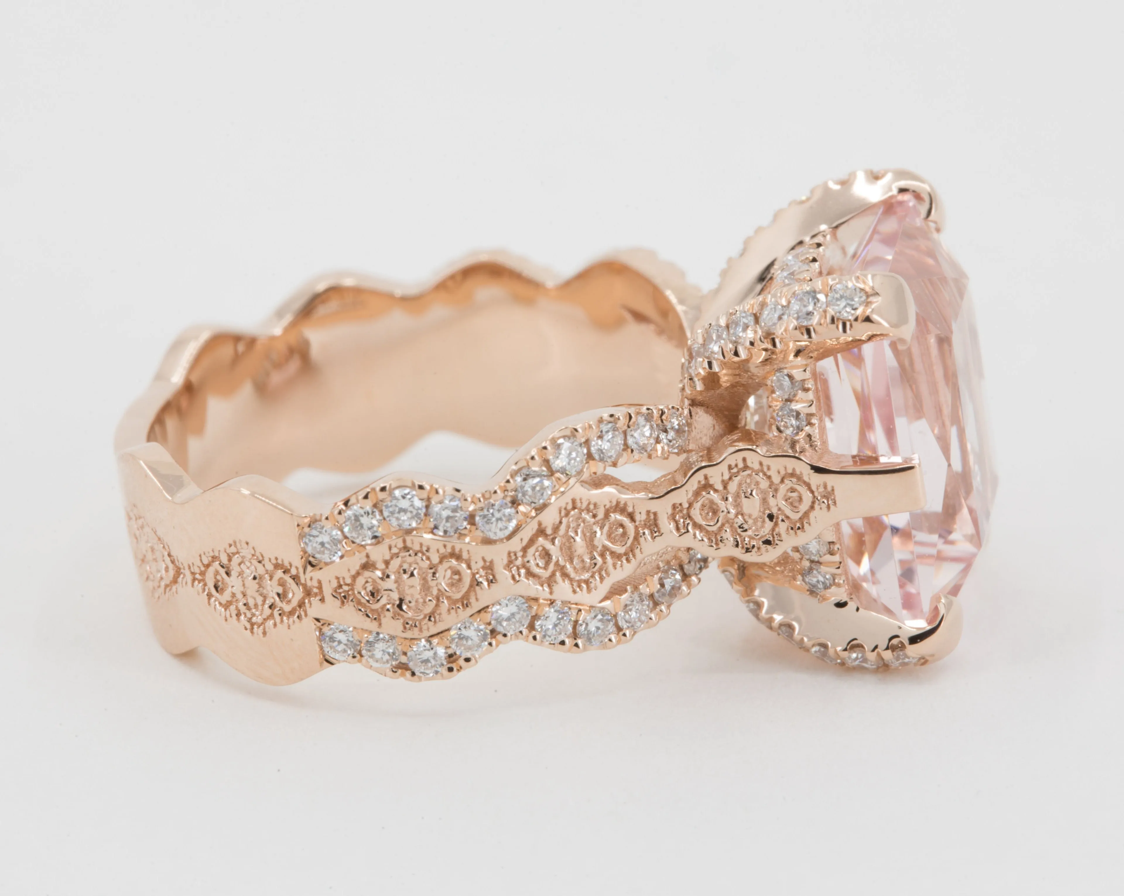 4.5 ct Morganite and Diamond Engagement Ring