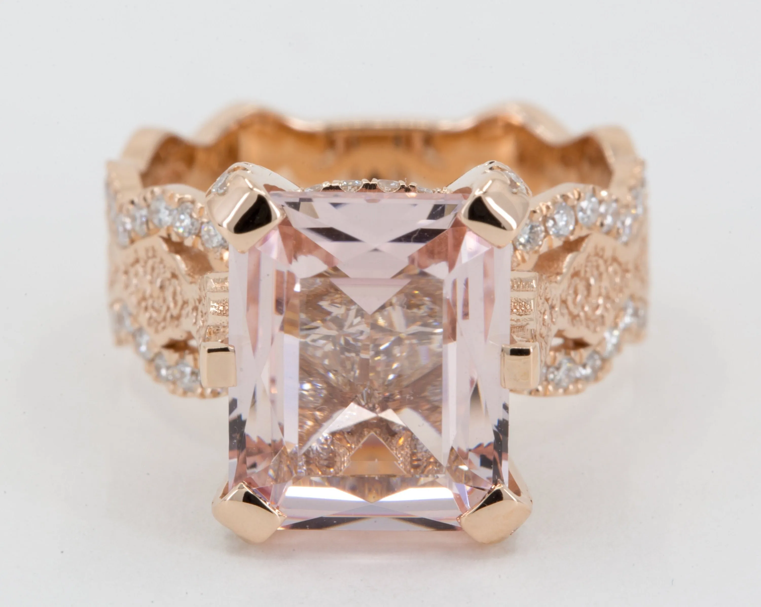 4.5 ct Morganite and Diamond Engagement Ring