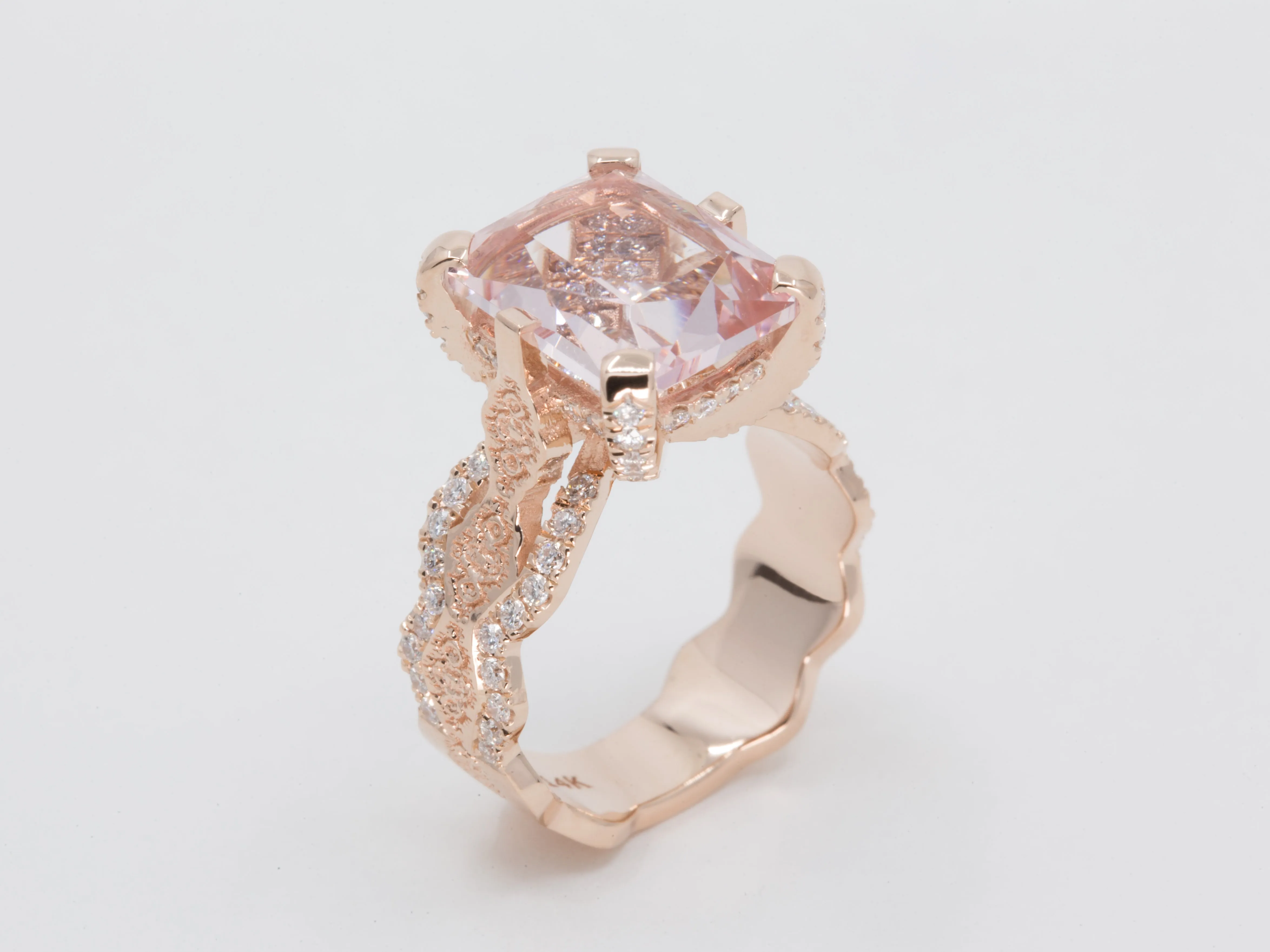 4.5 ct Morganite and Diamond Engagement Ring