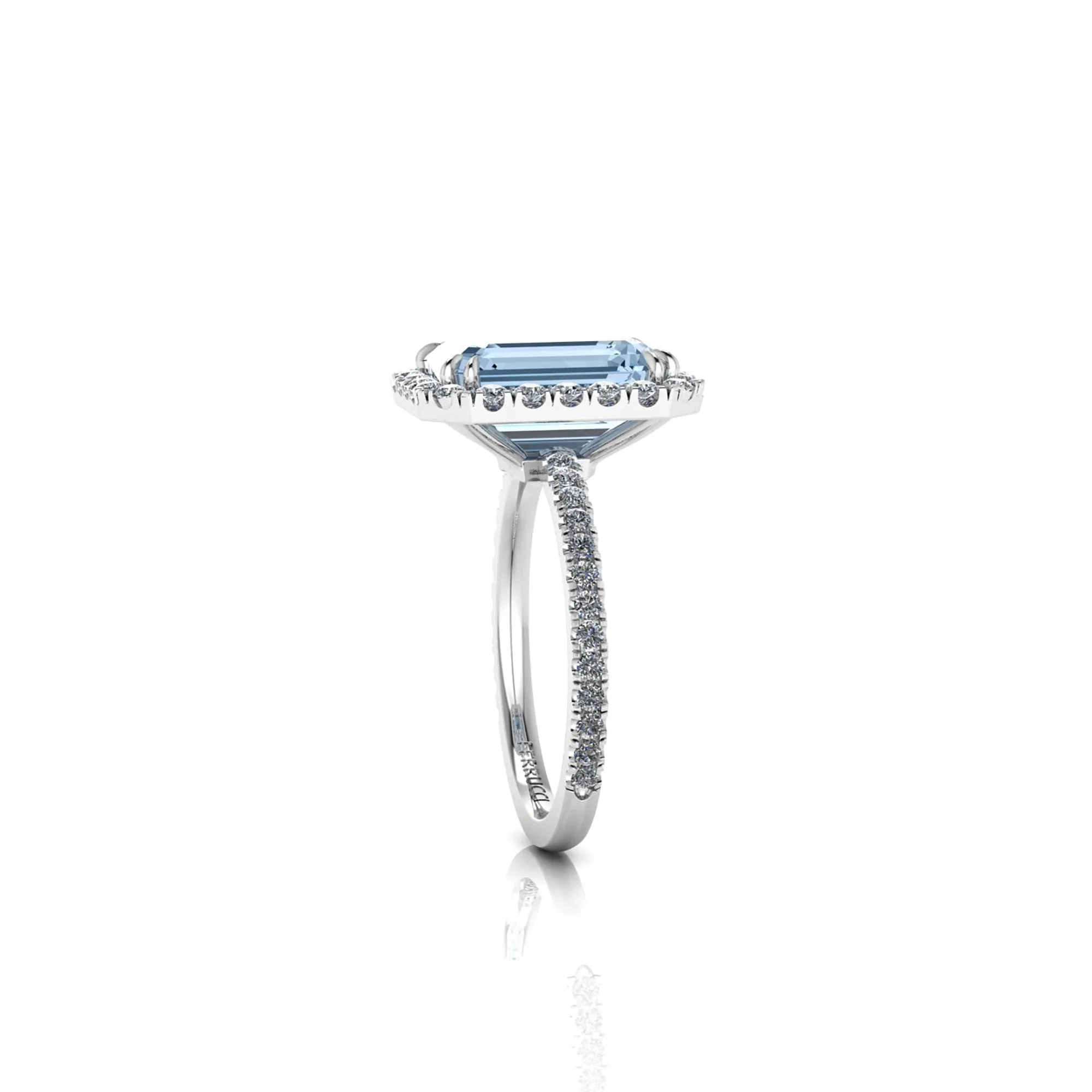 4.56 Carat Emerald Aquamarine Halo Diamond Platinum Cocktail Ring