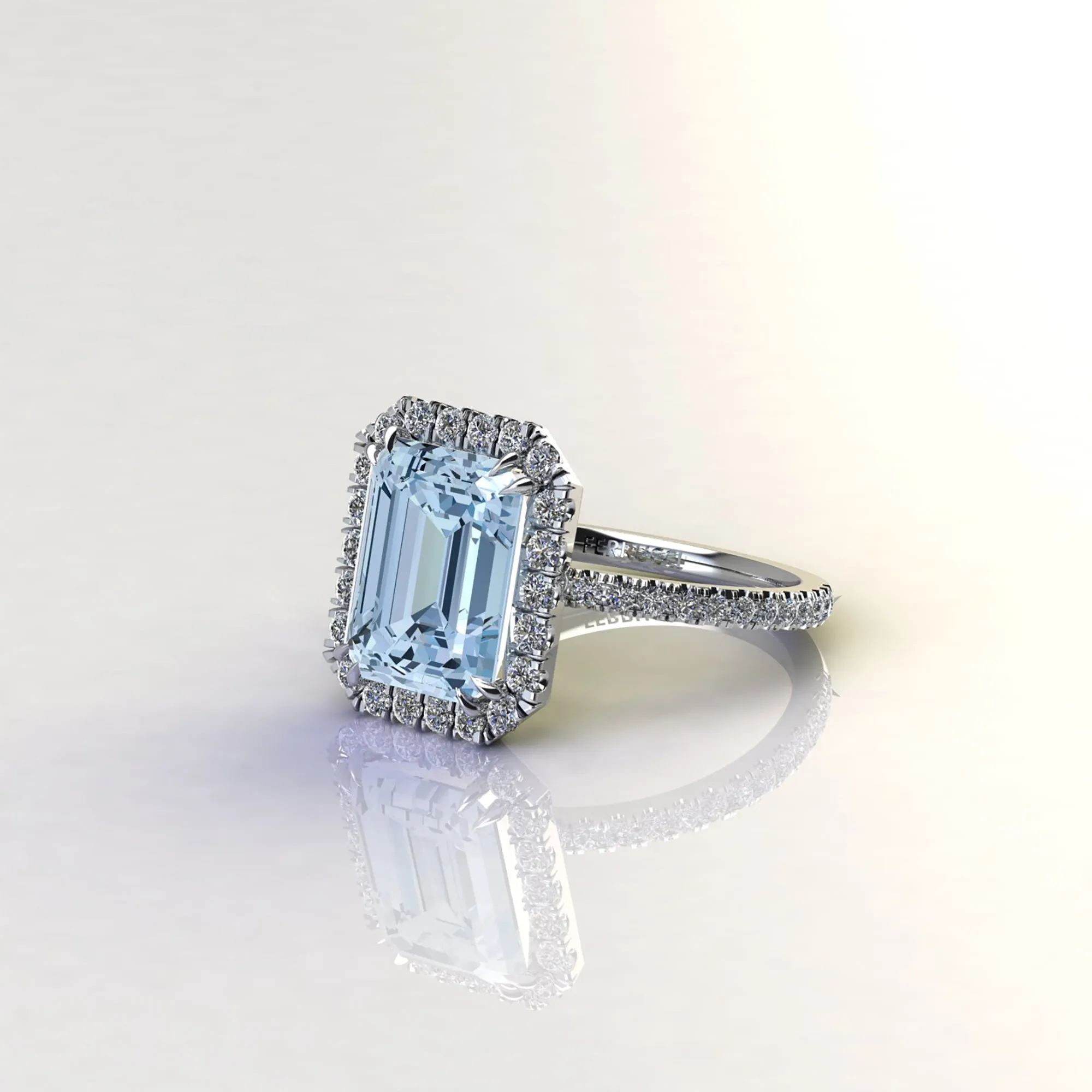 4.56 Carat Emerald Aquamarine Halo Diamond Platinum Cocktail Ring