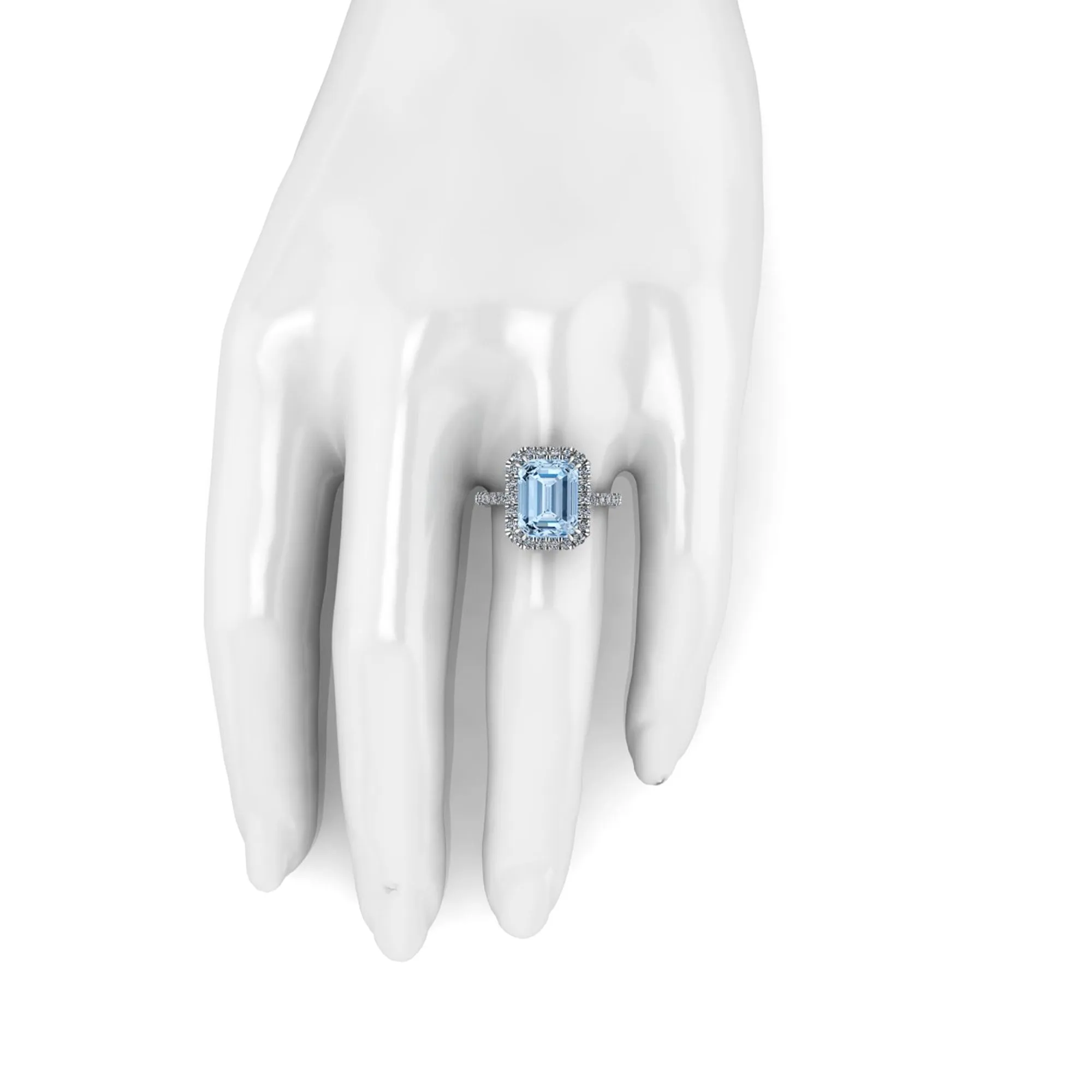 4.56 Carat Emerald Aquamarine Halo Diamond Platinum Cocktail Ring