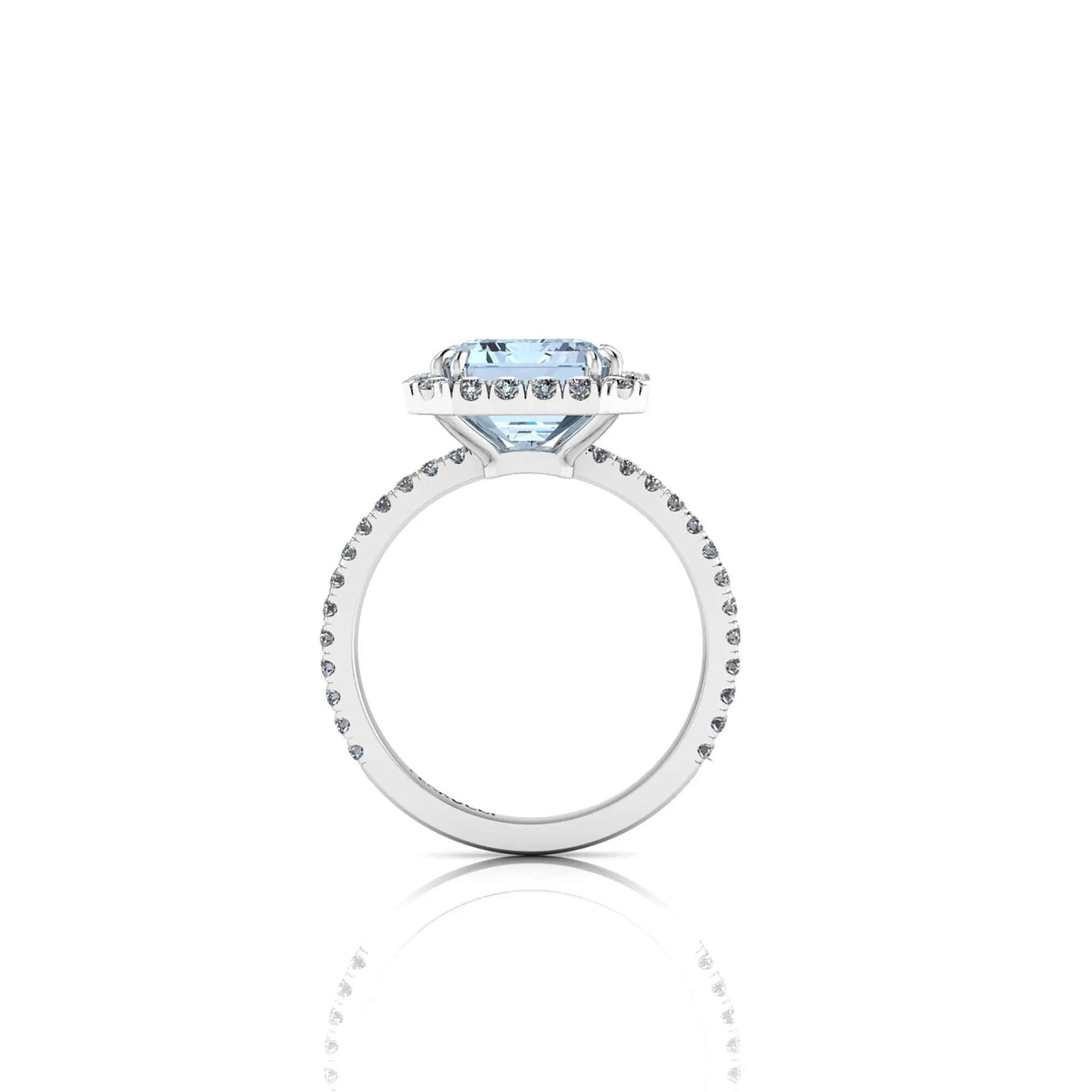 4.56 Carat Emerald Aquamarine Halo Diamond Platinum Cocktail Ring