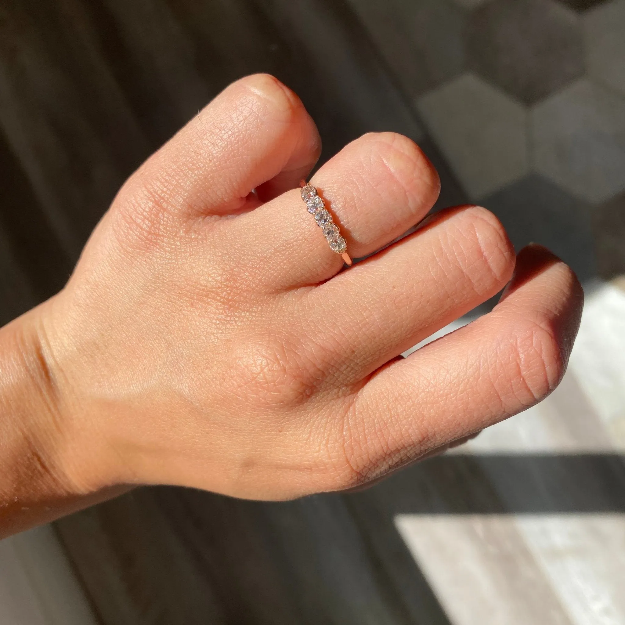 .56ctw Petite Old Mine Cut Diamond 5-Stone Band