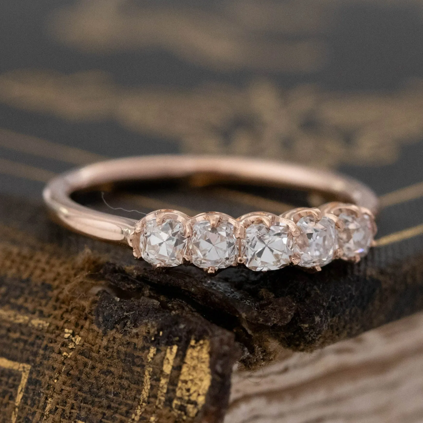 .56ctw Petite Old Mine Cut Diamond 5-Stone Band