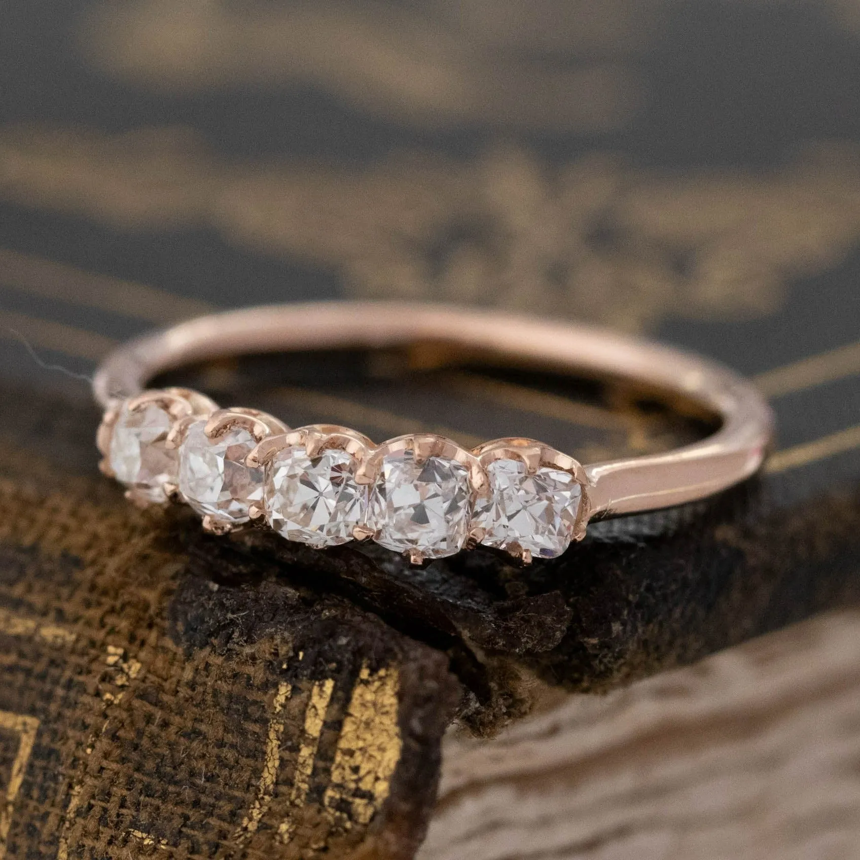 .56ctw Petite Old Mine Cut Diamond 5-Stone Band