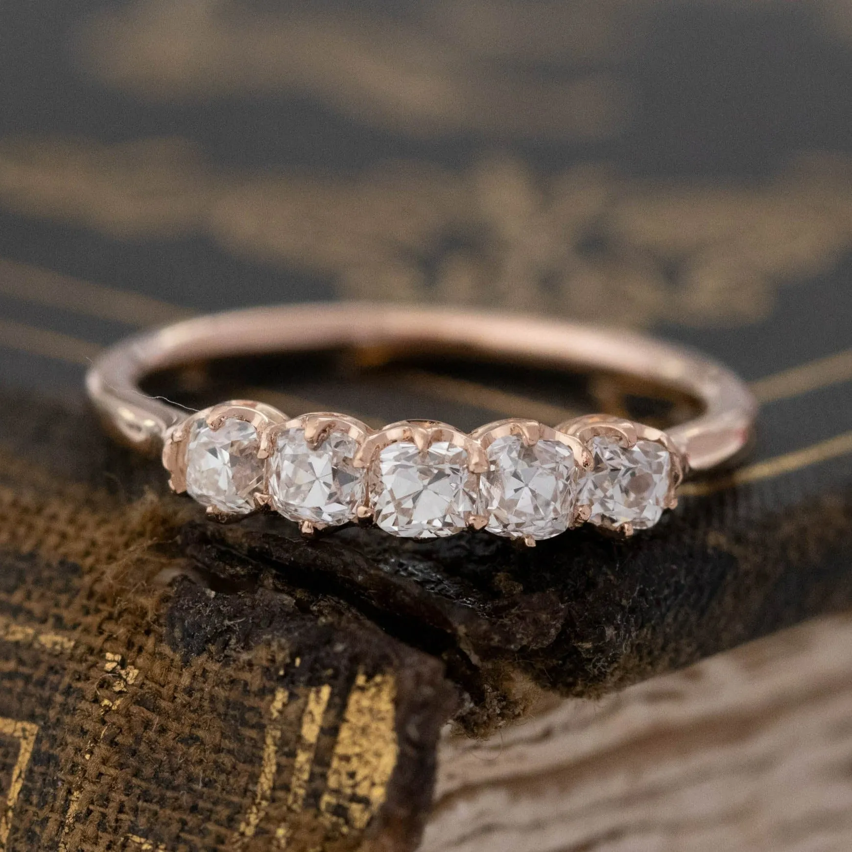 .56ctw Petite Old Mine Cut Diamond 5-Stone Band