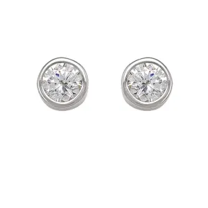 5mm CZ Bezel Stud Earrings in10k White Gold