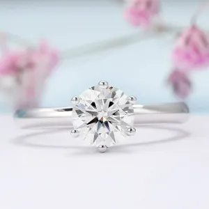 6 Prong 1.0 Ct Round Cut Diamond Engagement Ring
